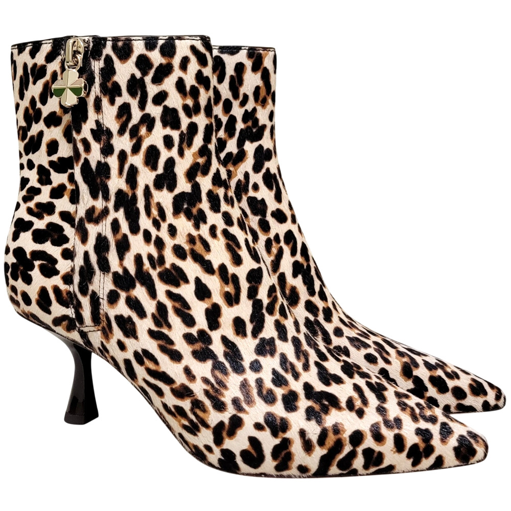 Kate Spade Adele Stiletto Ankle Booties Size US 6B Cashew Downtown Leopard